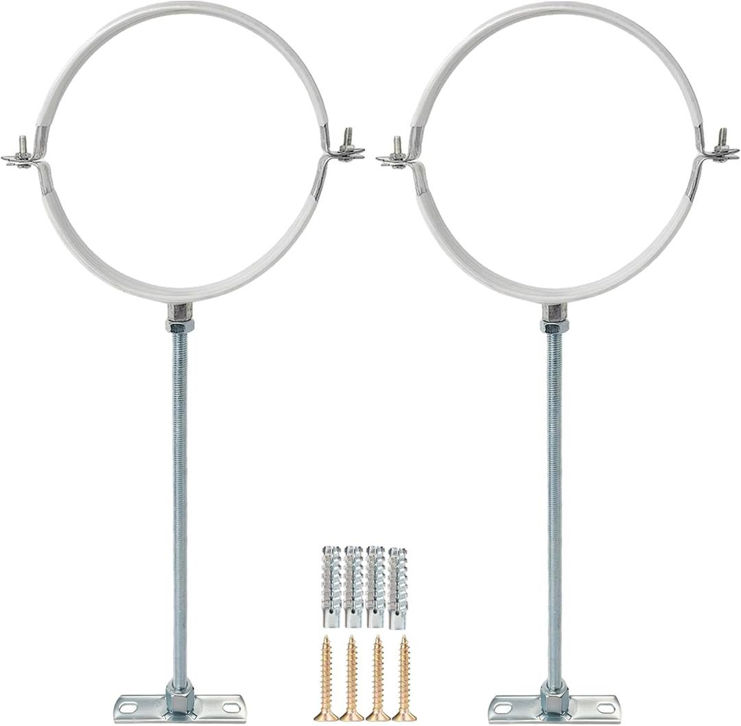 2 Sets Adjustable Pipe BracketHeavy Duty Galvanized Iron Stove Pipe Hanger StrapWall Support Chimney Pipe HolderRound Split Ring Vent Conduit Carrier Kitwith All Mounting Screws (2-Inches)