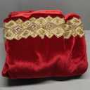 84-Inch Venetian Gilded Velvet Christmas Tree Skirt with Gold Embellished Border, Foam-Padded, Button Closure, Burgundy