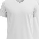 5 Pack: Men’s V-Neck Dry-Fit Moisture Wicking Active Athletic Tech Performance T-Shirt (White M)