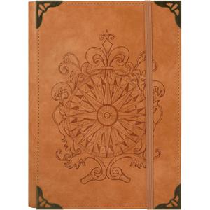 TIEFOSSI A5 Binder 6 Ring Notebook for Women Men, Hardcover PU Leather Journal, Compass Vintage Journal, College Ruled Notebooks for School, Planner, Travel, Work, Organizer (C-Light Brown)