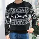 MyFav Men's Ugly Christmas Sweater Holiday Party Knitted Pullover Xmas Sweater (Medium)
