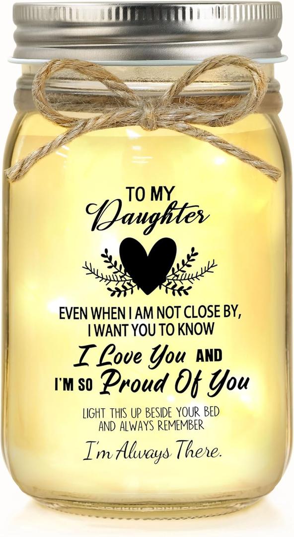Gift for Daughter, Daughter Birthday Gifts from Mom Dad, Mother Daughters Gift, Daughters Gifts Mother's Day Graduation Decorative Jar Light Night