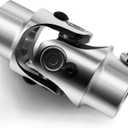 13/16" 36 Spline X 3/4" Round Single Steering Shaft Universal U Joint Coupling Chrome 3-1/4" Overall Length