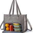 Laptop Tote Bag with Insulated Lunch Compartment for Women, PU Leather 15.6 Inch Work Bag, Elegant Computer Handbag, Versatile Business Tote for Office,Travel or Casual-Mocha Bronze