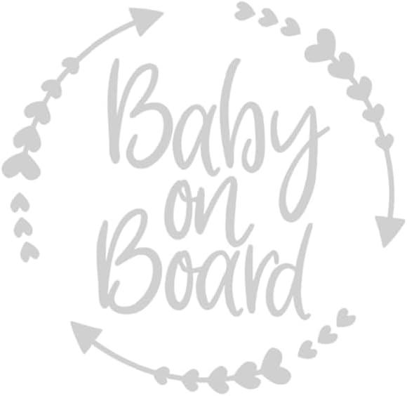 Baby on Board Car Sticker, Funny Heart Arrow Design Vehicle Safety Warning Bumper Window Decal, Automotive Exterior Decoration Sticker, Universal for SUV Motorhome Truck (White)