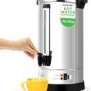 NutriChef Water Boiler and Hot Water Dispenser, 19L Electric Beverage Dispenser with Safety Lock Lid, Non-Drip Tap, Warm Function, Food Grade Stainless Steel, Home & Commercial Use, 19"x9"x9", Silver (20.1 Quarts)