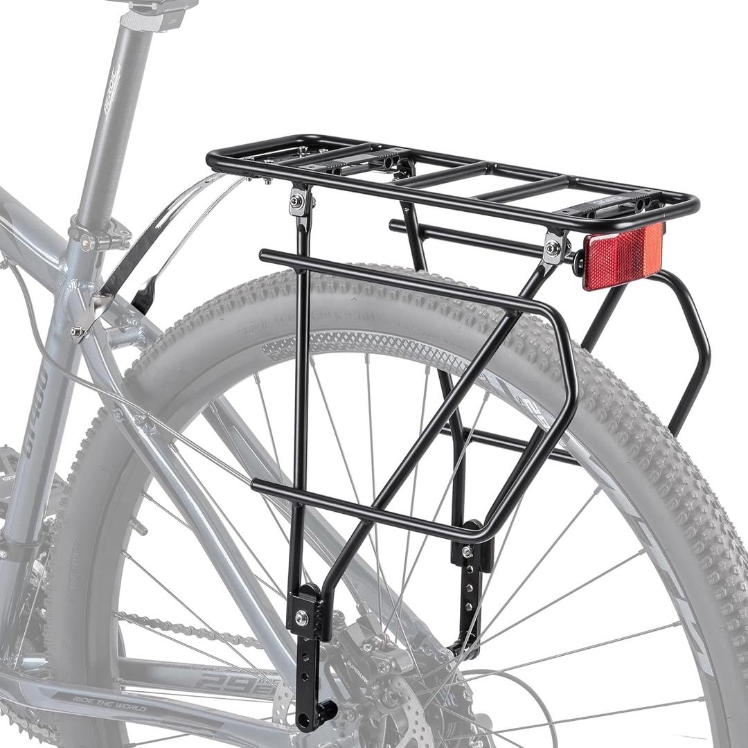 CXWXC Rear Bike Rack with Basket - Bike Cargo Rack for Disc Brake/Non-Disc Brake Mount - Bicycle Pannier Rack, Touring Carrier Rack fit 26-29 and 700c