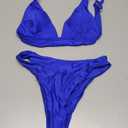 Women Sexy Brazilian Bikini Sets 2 Piece Cheeky Triangle Bikini V Neck Swimsuit high Cut Thong Bottom, S