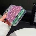 Compatible with iPhone 13 Pro Case, Cute Bow Pattern Gradient Bling Sparkly Aesthetic Transparent Shockproof Slim Durable TPU Phone Case for Women Girls - Blue