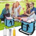 Reusable Drink Carrier with Handle Insulated, Collapsible 4-Cup Beverage Bag with No-Spill Base, Adjustable Dividers & Shoulder Strap, Portable Caddy for Delivery, Car and Travel,Blue