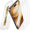 MRGLAS 4-Pack TOP 9H+ Glass for iPhone 16 Screen Protector [Auto Alignment Kit] [10X Military Protection] UNBREAK Tempered Glass Flim for 16 6.1 inch Longest Durable Case-Friendly