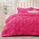 BEDELITE Hot Pink Queen Comforter Set - 3 Pieces Boho Pintuck Bedding Comforter Sets, Lightweight Soft & Warm Bed Comforter Queen with 2 Pillowcases for All Season (Queen(88"x88"))
