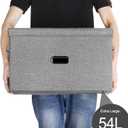 Large Linen Fabric Foldable Storage Bins with Removable Lid and Handles, Washable Storage Box Organizer Containers Baskets Cube with Cover for Bedroom,Office(Black, Extra Large(2-Pack))
