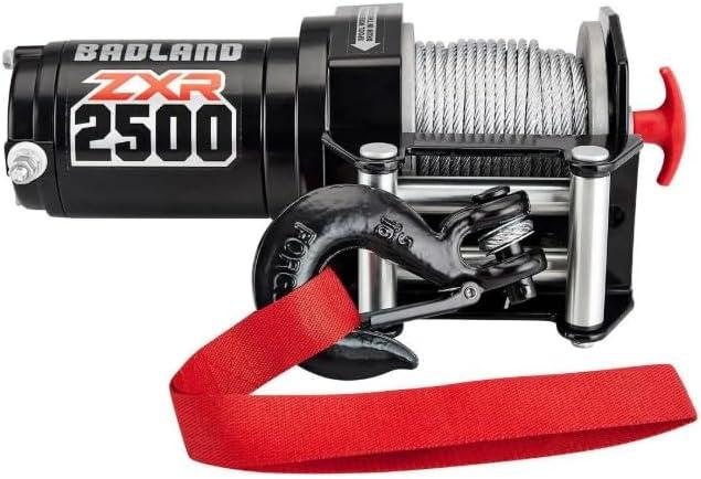 Badland ZXR 2500 lb Electric ATV Winch  Durable Wire Rope, Wireless Remote, and Mounting Hardware for Off-Road, Utility & Towing Applications