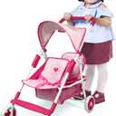 Anivia Toy Baby Doll Stroller with 2 Seats and roof, Foldable with Basket, for Babies Infants Toddlers Girls Kids