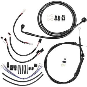 14" Handlebars Extended Wire Kit for Harley Softail 2016-2017 NO ABS Models, Complete Extension Wire Clutch Cable, Brake Line, Throttle Cable, CAN-Bus and Front Turn Signal Wire Harness, Black