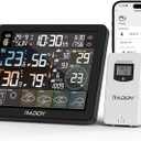 Raddy N80 Smart Wi-Fi Weather Station with APP Control, Indoor Outdoor Thermometer Wireless with 8 Inch Large Display, Sunset/Sunrise Time, PM2.5/AQI, UV Index, 4 Alarm Clock