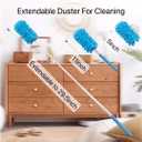 Microfiber Duster for Cleaning,6 Pcs Hand Washable Dusters with 11" to 29.5" Reachable Pole,Small Dusters for Cleaning Office Car Computer Furniture Sofa Ceiling Fan (Blue)