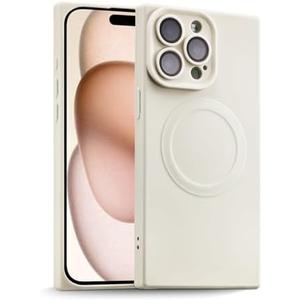 ZhyzRhsm Designed for iPhone 14 Pro Case Silicone Compatible with Magsafe, Camera Lens Protector, Military Grade Shockproof Protective, Rectangle Magnetic Phone Case for iPhone 14 Pro White