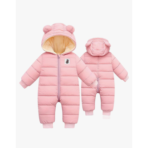 BYFRI Baby Boys Girls Snowsuit Newborn Cozy Winter Coat Infant Bear Hooded Jumpsuit Toddler Snow Outfit for 0-24 Months