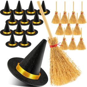 28Pcs Mini Witch Hats, Small Witch Hat for Crafts Halloween Party Decorations