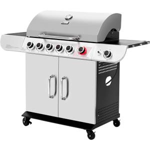 Royal Gourmet SG6002R 6-Burner Propane Grill with Sear Burner and Side Burner, Stainless Steel Cabinet Style Gas Grill with 71,000 BTU Output, for Outdoor Patio Garden Picnic Backyard Cooking, Silver Royal Gourmet SG6002R 6-Burner Propane Grill with Sear Burner and Side Burner, Stainless Steel Cabinet Style Gas Grill with 71,000 BTU Output, for Outdoor Patio Garden Picnic Backyard Cooking, Silver