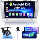 Android 12 Car Radio for Camry 2006-2011, 9 Inch Head Unit Car Stereo with IPS HD Touch Screen, Wireless CarPlay, Android Auto, GPS, WiFi, Backup Camera, SWC, Bluetooth 5.2, 2+32GB Toyota Camry Radio