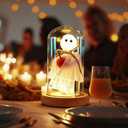 Tuanse Halloween Decorations Indoor, Light up Ghost in Dome Cloche for Table, Halloween Ghost Decor Light with Pumpkin and Wood Base for Mantel Tabletop Shelf, Cute Room Holiday Decoration