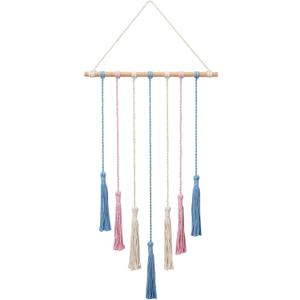 Macrame Wall Hanging Boho Hanging Photo Display with 20 ClipsMacro Photo Frame for Living Room, Dining Room, Home DecorHair Clip DisplayChristmas Birthday Gifts(Coloured)