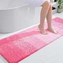 OLANLY Bathroom Runner Rugs 59x20, Extra Soft Absorbent Microfiber Bath Rugs, Rubber Backing, Quick Dry, Machine Washable Bath Mats for Bathroom Floor, Tub and Shower, Home Decor Accessories, Pink