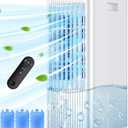 3-IN-1 Windowless Air Conditioner w/Double Tanks, Smart Timer, 3 Ice Packs, 60W Evaporative Air Cooler, 70 Oscillation, 3-Speed 25-INCH Swamp Cooler Air Conditioner Portable for Room