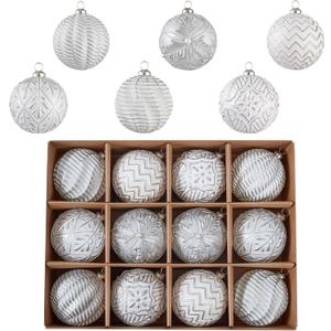 Vintage Christmas Ornaments Ball Set, 12 PCS Shatterproof Antique Traditional Christmas Tree Ornaments for Indoor Xmas Holiday Home Decor (Silver)