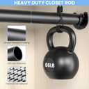 Closet Rods for Hanging Clothes, 17 to 54 Inch Stepless Adjustable Closet Rod, 1.3 Inch Diameter Metal Heavy Duty Closet Hanging Rod for Closet Wardrobes Laundry RV, Black