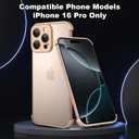Metal Frameless Phone Case Compatible with iPhone 16 Pro Phone Models Minimalist Bumper Shell (Metal-Coppery Gold)
