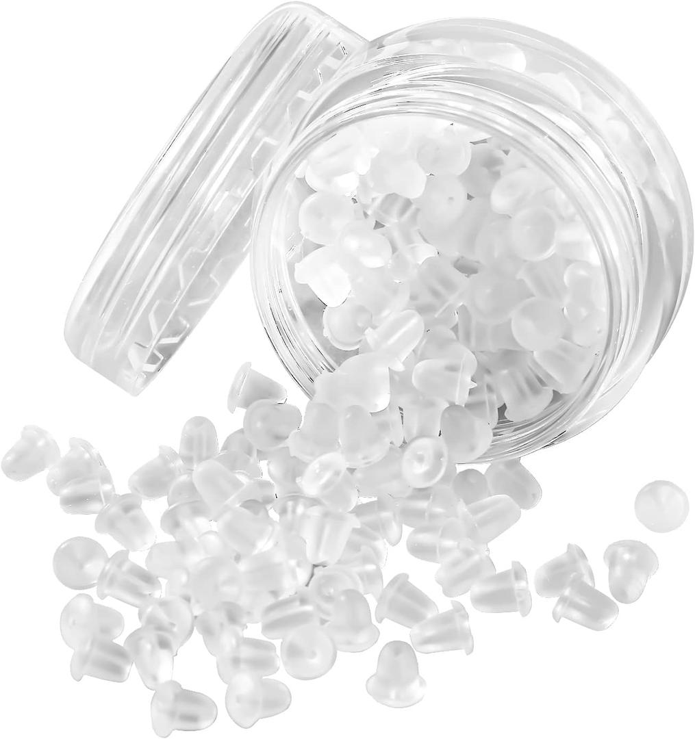 Rubber Earring Backs Soft Clear Earring Backings for Studs Hypoallergenic Silicone Earrings Backs Stopper Replacement for Women (100 Pcs) (Standard)