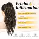 LONAI Ponytail Extension, 18" Wavy Claw Clip Ponytail Extensions Shoulder Length Curly Wavy Claw Clip in Ponytail Hair Extensions Synthetic Fake Ponytail Hairpieces - Deep Brown with Blonde Highlights