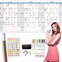 CLEVER CLEAN Large Dry Erase Wall Calendar - 36"x72" Undated 3-Month Calendar for Home, School, Office Projects - Jumbo Reusable Task Organizer, 36"x72" Horizontal