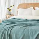 EMME Muslin Throw Blanket for Adults 100% Cotton Blankets for Couch 4-Layer Summer Breathable Gauze All Season Soft and Lightweight Pre-Washed (Teal, 50"x71")