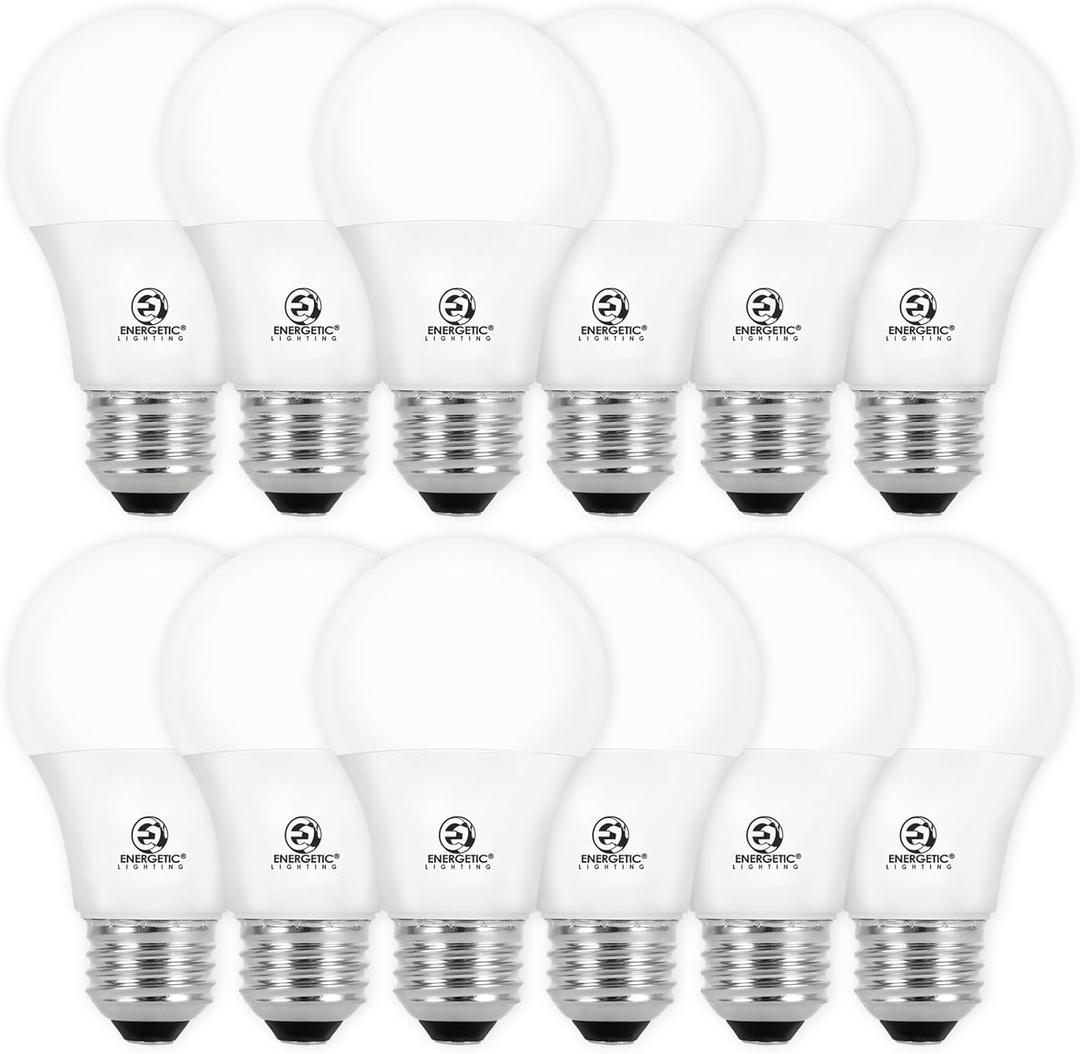 E ENERGETIC LIGHTING Dimmable LED Light Bulbs, 60W Equivalent, Cool White 4000K, 8W 800 Lumens LED Bulbs, E26 Base Standard Light Bulbs, ETL Listed, 12 Packs