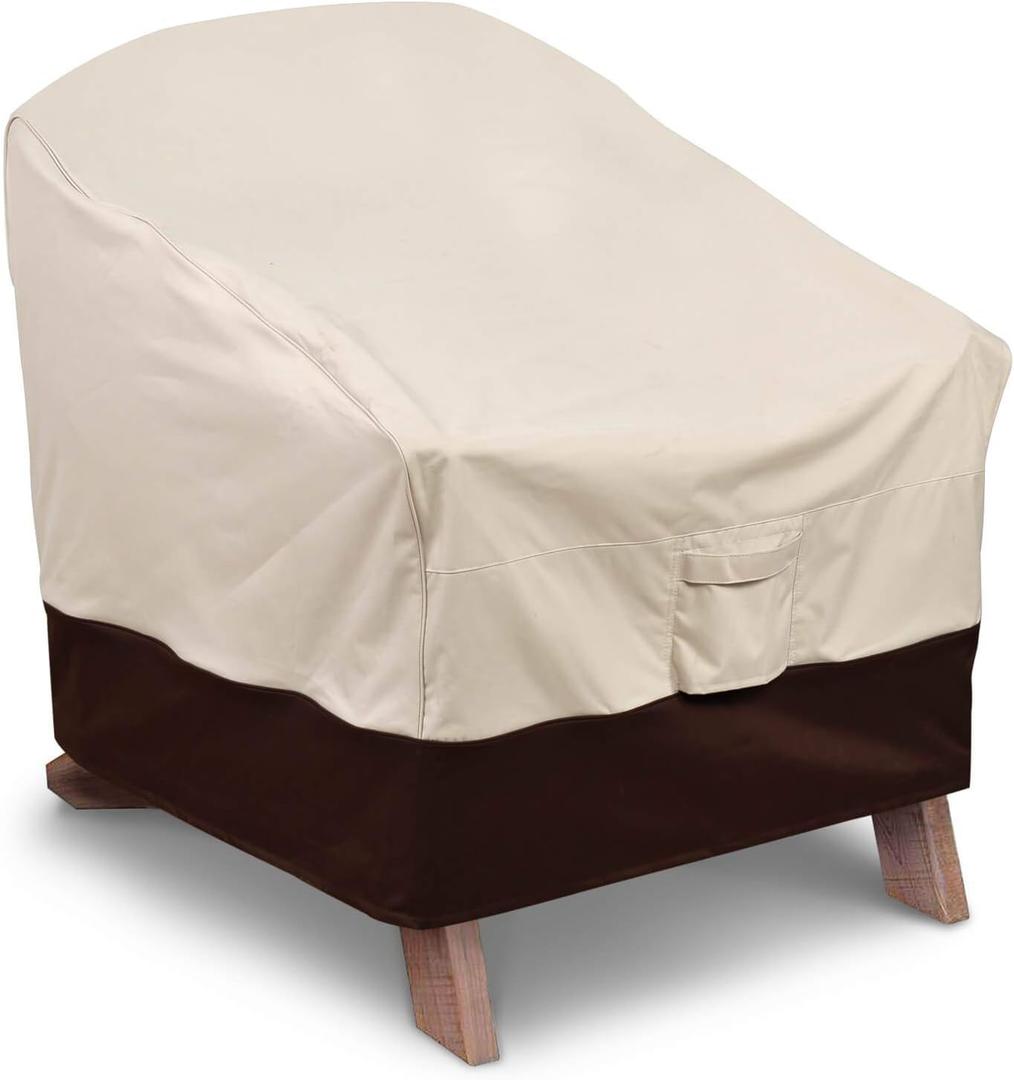 Vailge Patio Adirondack Chair Covers, Heavy Duty Patio Chair Cover, Waterproof Outdoor Lawn Patio Furniture Covers, 1 Pack, Beige & Brown