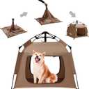 Outdoor Waterproof Pet Automatic Camping Tent, Pop up Cave Bed for Indoor Cats and Small Dogs, Portable Cat House Dog House, Brown.
