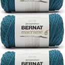 Bernat Macrame Teal Yarn - 3 Pack of 250g/8.8oz - Cotton - #6 Super Bulky - Knitting, Crocheting & Crafts
