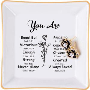 Christian Gifts for Women Trinket Dish Tray Jewelry Plate, Faith Religious Gifts Spiritual Gifts for Women Bible Verse Gifts for Christian Women Teen Girls Birthday Christmas Inspirational Gift