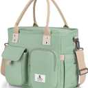 Hafmall Large Insulated Lunch Bag for Women, Leakproof Lunch Box for Men, Wide Opening Lunch Tote Bag with Shoulder Strap, Reusable Adult Lunch Bag For Work, Picnic, Green