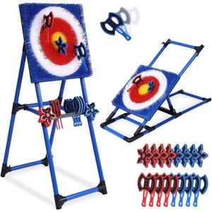Axe Throwing Game for Backyard - 8 Throwing Axes Set - Deluxe Foldable Plastic Axe Throwing Target Game for Adults Kids, Outdoor Games Carnival Games, 5 feet tall