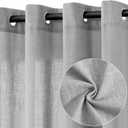 Grey Linen Curtains 90 Inch Length 2 Panels for Living Room Bedroom, Light Filtering Sheer Curtains 90 Inches, Elegant Modern Grommet Semi Sheer Soft Privacy Drapes