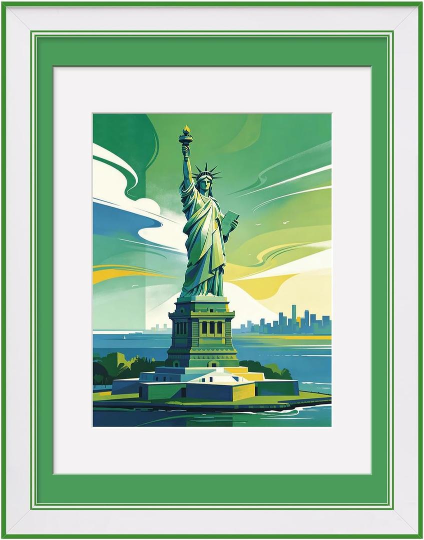 12x16 Green Picture Frame with Dual Mat, 12x16 Frame Matted to 8.5x11/11x14