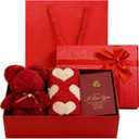 Valentine's Day Gift Set for Her Galentine's Day Hand Towels Absorbent Heart Jacquard Decorative Towels for Bathroom Kitchen Washing Face Home Love Heart Hand Towel Set (1 Count with Box)