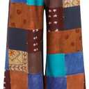 WDIRARA Women's All Over Print Patchwork Wide Leg Hippie Elastic High Waist Boho Pants (S)