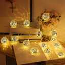 10 LED Disco Ball Light, 1.5m Mirror Ball String Lights Ball Fairy Light Mini Disco Balls Party Light Battery Operated Indoor Outdoor Mirror Ball Fairy Lights for Christmas, 70s Party (Warm White)